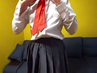 JK_Fox: Šukání roztomilé studentky s velkým zadkem po škole (anime cosplay, reverzní jezdec)