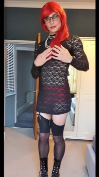 Teasing away in my tight lace dress