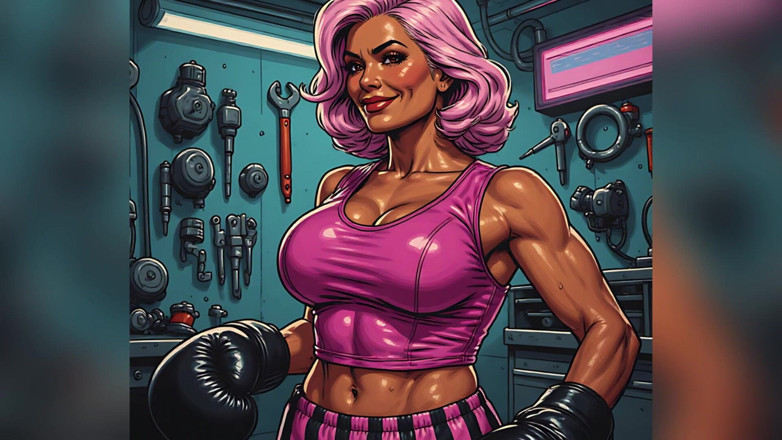 AI Porn: Beautiful Fit Pink-haired Babes Art