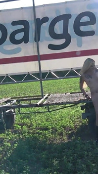 Hardest Outdoor Gangbang with Skinny Blonde - Farmers Get to Fuck for Free!