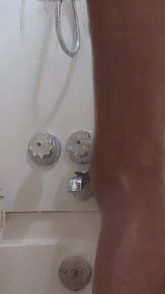 Wet Tan Pantyhose in the Shower