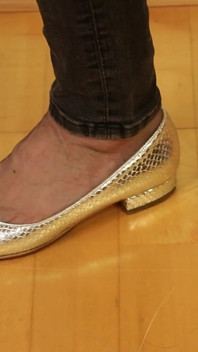 Asmr Nylon Footsteps - Shiny Flats Tapping on Wooden Floor 