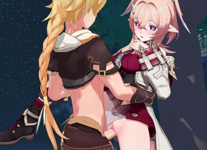 NSFWOtaku: Genshin Impact - Linnea Venkovní sex s Aetherem - Hentai 3D animace