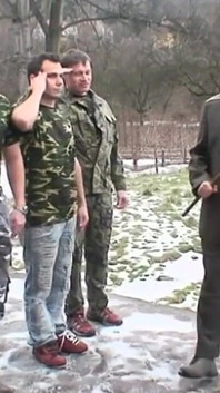 Gangbang for a hot brunette thirsty for sex and hot cum in a men's training camp