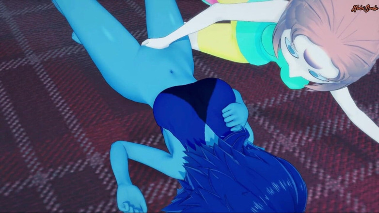 Hentai Smash: Crystal Gems Pearl and Lapis have lesbian sex on a...