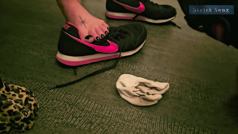 Strict Senz: Sheela Sinner Dirty Smelly Socks Sniffing Eating Footdomination Part 2