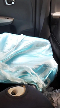 Asian Cross Masturbate and Cum Wearing Satin Shiny Blue Gown