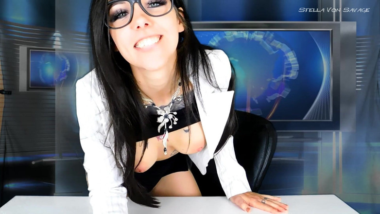 Stella Von Savage: Naughty News Station - Squirt &amp; Blowjob