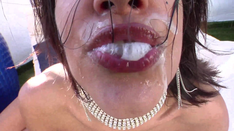 Young Sinner: Stunning brunette slammed and splattered with cum