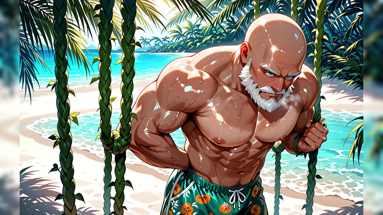 Erotic Man: Bel vecchio calvo senza camicia