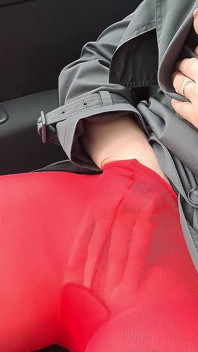 No Panty in Red Pantyhose