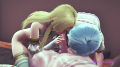 Yaoi Femboy Yuki & Blue - Threesome Blowjob and Anal