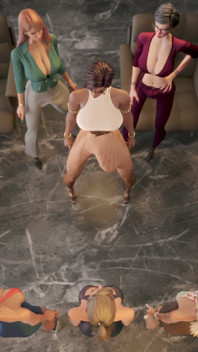 Victoria & Carmen - orgía futanari de mujeres de negocios con Elle, Amber, Erica y Hazel - animación 3D