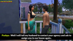 Desi Sims: Замужняя дези тетушка Сари соблазняет этого молодого индийского садовника