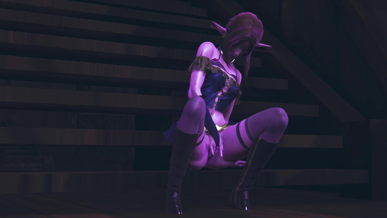 Waifu club 3D: Yêu tinh màu tím thủ dâm âm hộ của cô ấy trên...