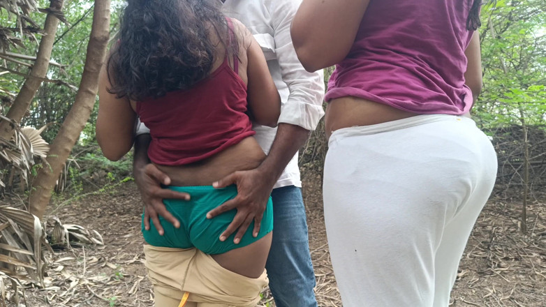 Inba: Hot Threesome hard fucking in outdoor