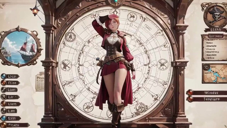 Seraphina Vale: Capitano pirata rosso! Gioca con le sue cutlass in una...