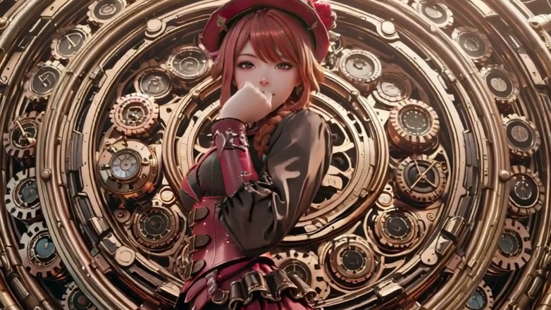 Seraphina Vale: Steampunk Vévodkyně! Zrzavá strojvlasá holka škádlí v gear hall.