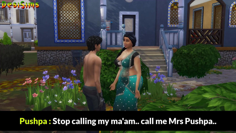 Desi Sims: Desiは、この若いインドの庭師を誘惑するSareeのおばさんと結婚しました