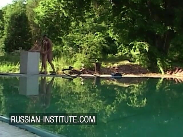 Russian Institute: Big tit college girl outdoor sex in the campus