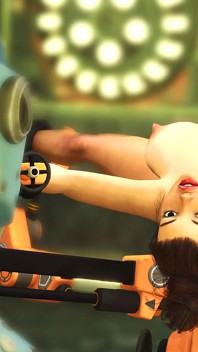 Eu só quero seu pau! Robô transsexual fode uma morena peituda sexy algemada no laboratório de ficção científica