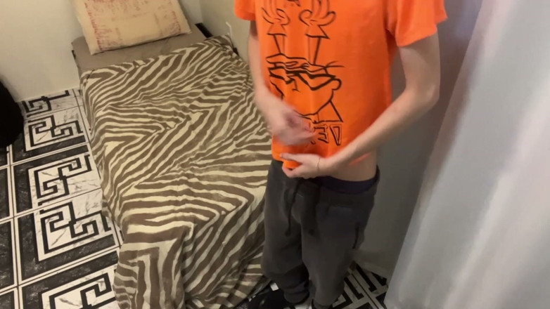 Kedoimath: Skinny Twink Pumps Cock in Dim Bathroom Light