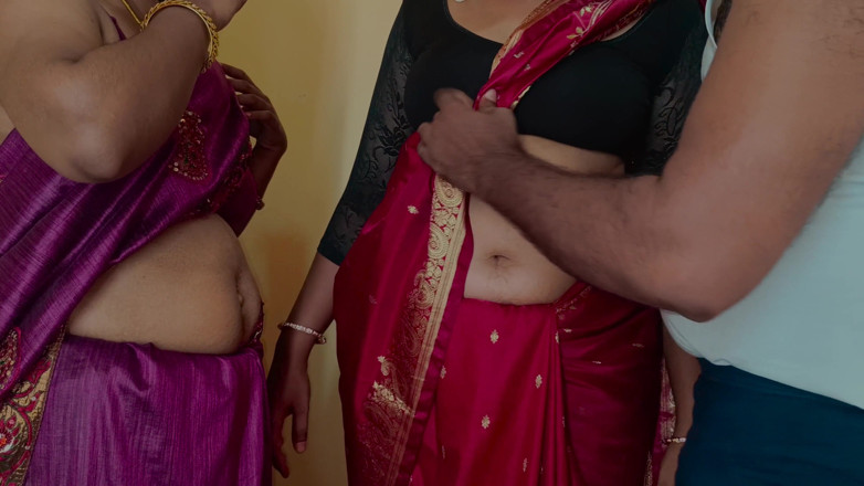 Laxi ammu: Sisters Enjoying Threesome Romance in Bed with Neighbour Batchelor Men
