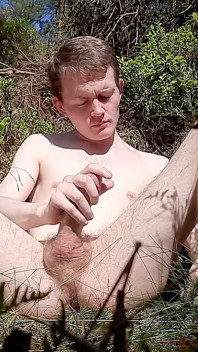 Naked in the Forest Jerking off