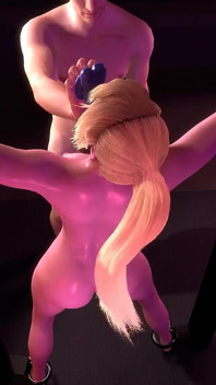 Sado-maso Samus face sex oral adânc în gât cu un vibrator metroid, parodie porno