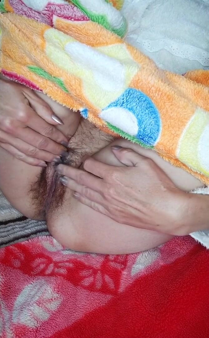 Abella Love: Cute babe fingering and combing her hairy pussy POV