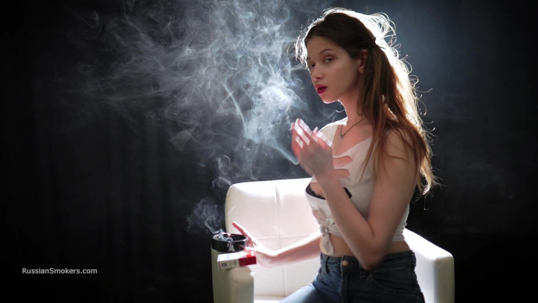 Russian Smokers: Seductive Russian Babe Smoking Cigarette Natural Light