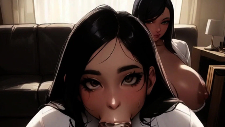 Spicy Toons: Korean Stepdaughter &amp; Stepmom Share Black Stepdad's BBC