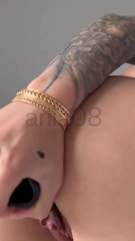 Petite French Goth Test a Double Ass and Pussy Dildo