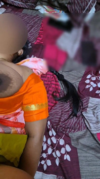 Indian Stepaunty Sreejaa Juicy Tities Bouncing Hard POV Sex in Saree Orange Blouse