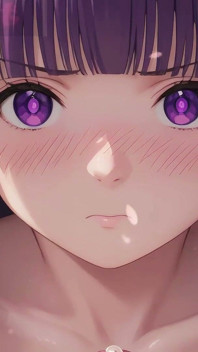 Gol Anime Peituda de cabelos roxos menina em primeiro plano foda