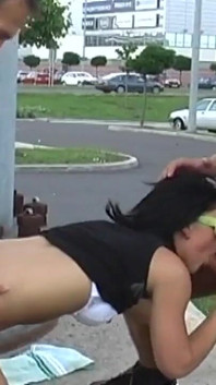 Hot outdoor sex for a sex-hungry brunette who gets fucked by two guys