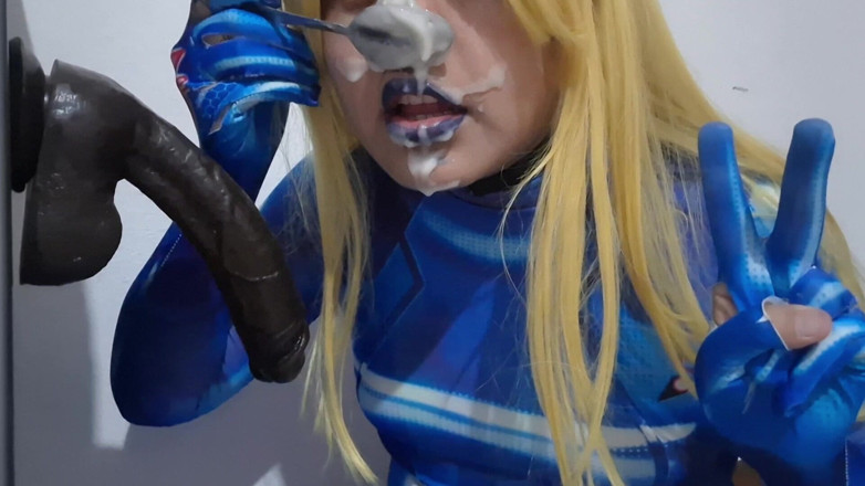 fermerino: Femboy samus comel dengan nosehook BDSM memberikan blowjob selamba kepada...