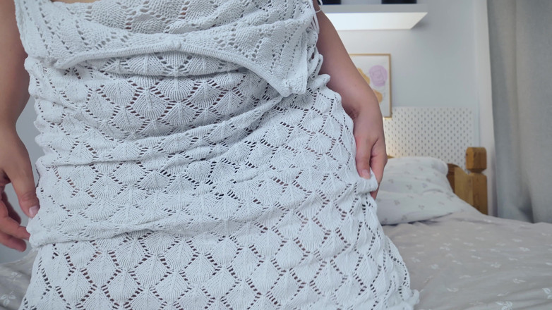 Mrs Wetslavs: An Elegant MILF Masturbates in a Lace Dress.