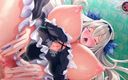 MsFreakAnim: Hentai loira adolescente chupando pau enorme e engolindo porra
