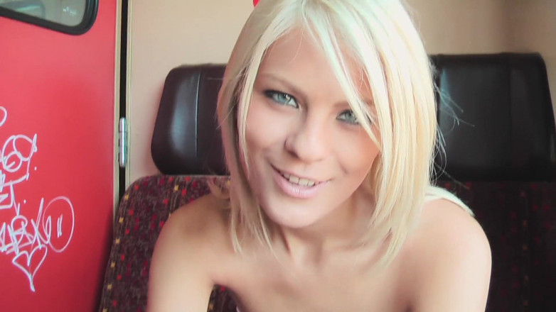 Jasmine Rouge: Blonde Teen Hot Footjob and Pee in Public Train