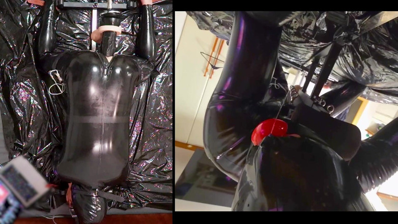 Chastitybeltboy: Latex Catsuit, Pa Chastity, 자이언트 디딜도, 에스팀과 함께하는 필로리 세션