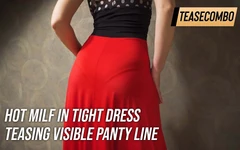 Sexy milfka v těsných šatech škádlí viditelnou kalhotkovou linku