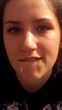 Teen Swallowing Cumshot Outdoor