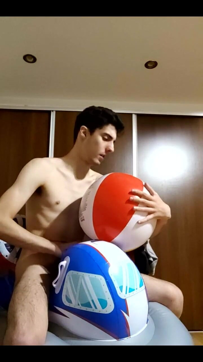 Floatie Boy: Vertical Vid - Blowing up Many Inflatables While Jerking off in...