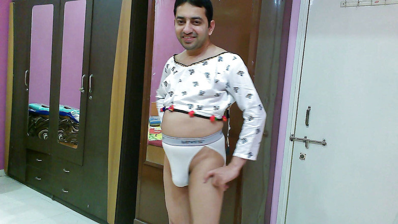 Cute & Nude Crossdresser: Hot crossdresser femboy Sweet Lollipop in a white crop top...