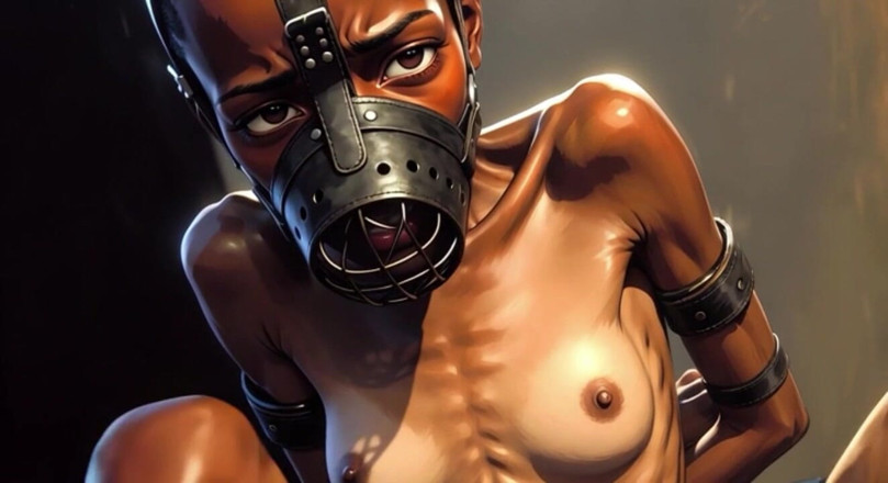 YOUR BEST FANTASY: Skinny African Girl in Bondage - Desperate for Big Cock Inside...