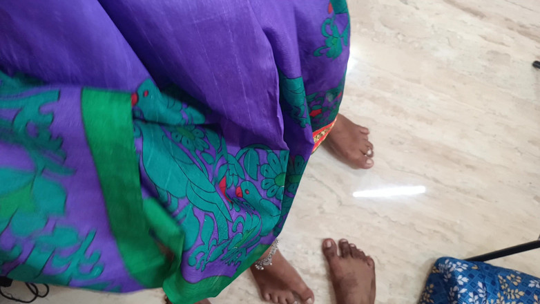Palani69: Blå Saree hemmafru jerry röda söta läppar