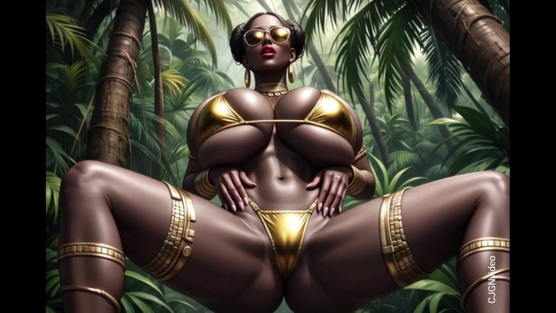 Hot girl dancing: Afrikalı kadın müzikle ormanda seksi poz veriyor (ai animasyon)