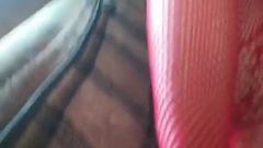 MILF in Red Bodystocking Masturbating