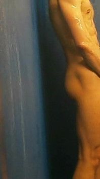 Compilation - Fullfrontal Exhibitionism of Solo Uncut Nude Fit Man in the Public Gym Shower